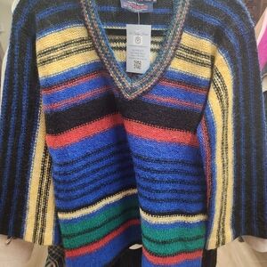 Colorful Striped V-Neck Sweater